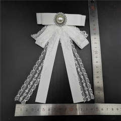 white lace and ribbon fashion bowknot brooch pin and jewerly tie broche