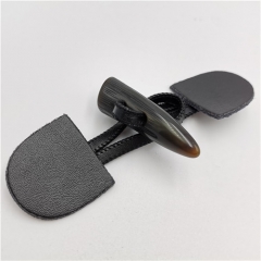 black classic leather toggle button uk style horn toggle button