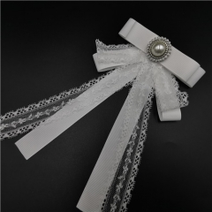 white lace and ribbon fashion bowknot brooch pin and jewerly tie broche