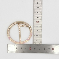 fashion 5cm round pink acrylic and metal belt buckle