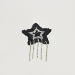 hot sell fancy star rhinestone fringe trim hot fix patch