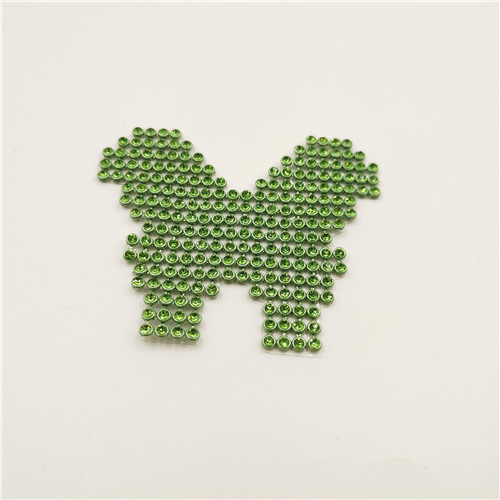 fancy green rhinestone bow hot fix patches