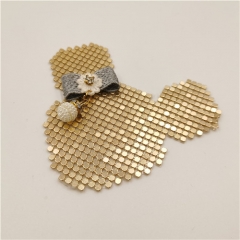 fancy glitter metal beads mickey hot fix patch fashion garment trimming