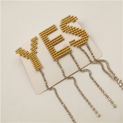 Custom “YES”letters rhinestone fashion fringe patches