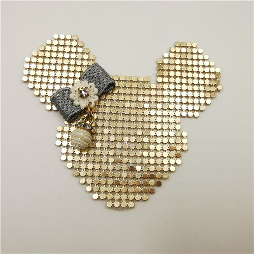 fancy glitter metal beads mickey hot fix patch fashion garment trimming