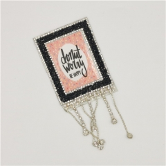 garment accessories custom diamond fringe heat-transfer patch