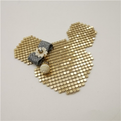 fancy glitter metal beads mickey hot fix patch fashion garment trimming