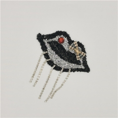 fashion lips rhinestone hot fix fringe diamond patch