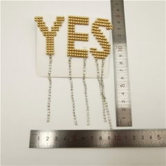 Custom “YES”letters rhinestone fashion fringe patches