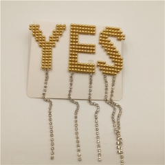 Custom “YES”letters rhinestone fashion fringe patches