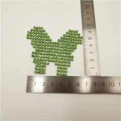 fancy green rhinestone bow hot fix patches