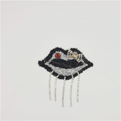 fashion lips rhinestone hot fix fringe diamond patch