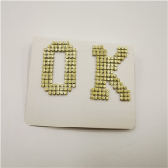 Custom fashion “OK”letters rhinestone beades patches