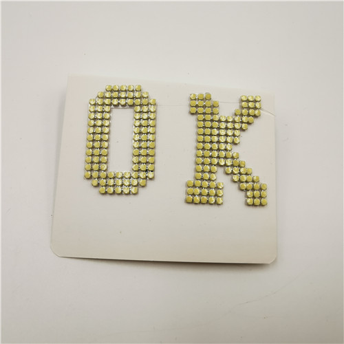 Custom fashion “OK”letters rhinestone beades patches