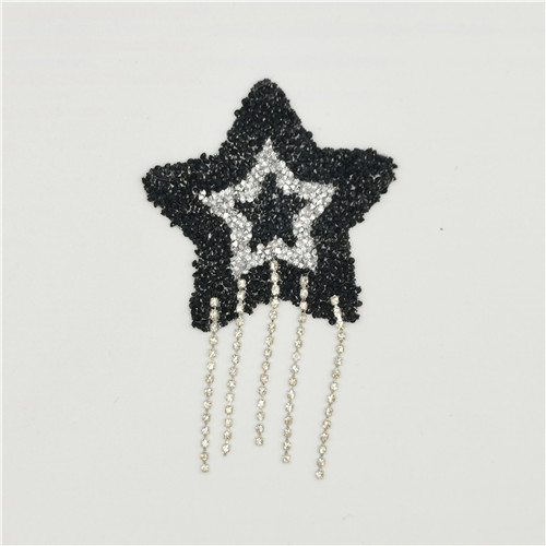 hot sell fancy star rhinestone fringe trim hot fix patch