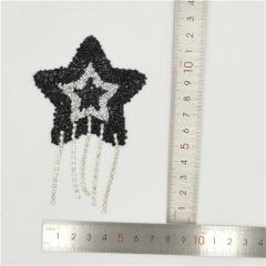 hot sell fancy star rhinestone fringe trim hot fix patch