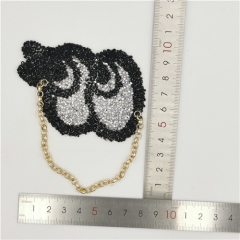 summer cute fashion eyes with chain hot fix patch trimming