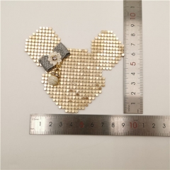 fancy glitter metal beads mickey hot fix patch fashion garment trimming