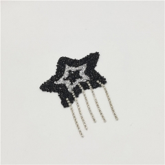 hot sell fancy star rhinestone fringe trim hot fix patch