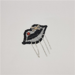 fashion lips rhinestone hot fix fringe diamond patch