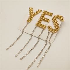 Custom “YES”letters rhinestone fashion fringe patches