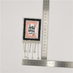 garment accessories custom diamond fringe heat-transfer patch