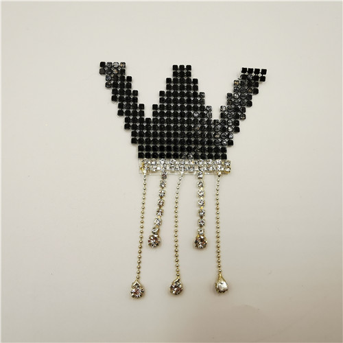 garment accessories custom rhinestones beaded crown patch