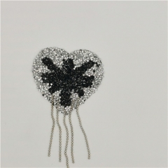 custom fashion heart fringe heat-transfer hot fix patch