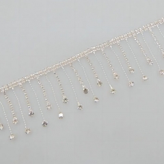 fashion high quality rhinestone fringe trim for wedding dress