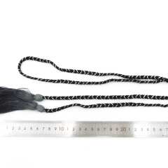 custom black long braided polyester tieback cord belt tassel for dresses