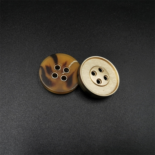 Metal resin two-piece four-hole button