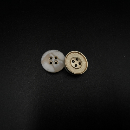 Four eyes resin metal wood grain buttons