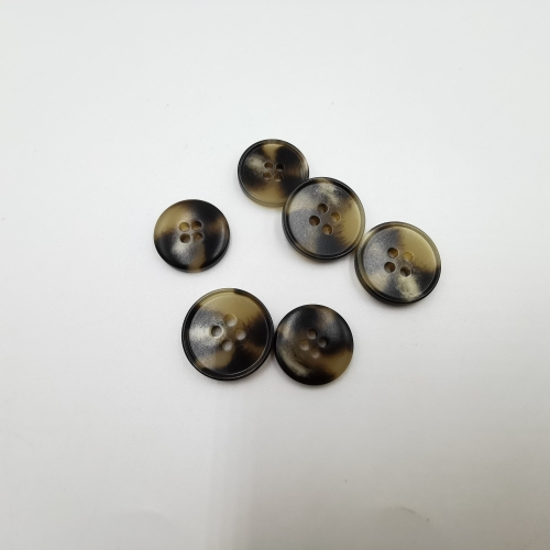 Four eye resin button with stick and flower pattern